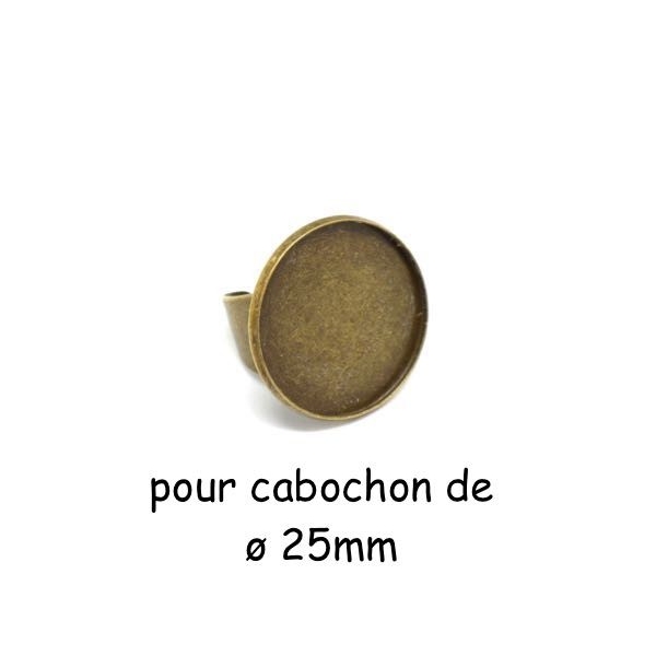 R-support Bague Réglable Pour Cabochon Rond De 25mm En Métal De Couleur Bronze - Photo n°1
