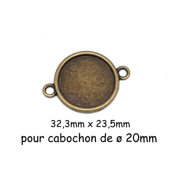 4 Perles Connecteur Rond Pour Cabochon De 20mm En Métal De Couleur Bronze - Photo n°1
