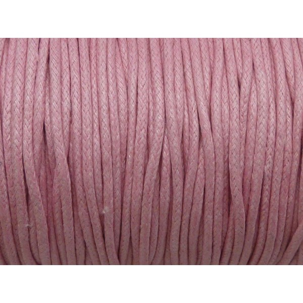 15m Cordon Coton Ciré 2mm Rose Pâle, Rose Layette - Photo n°1