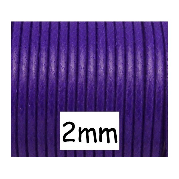 5m Cordon Polyester Enduit 2mm Souple Imitation Cuir Violet Brillant - Photo n°1