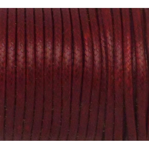 5m Cordon Polyester Enduit 2mm Souple Imitation Cuir Rouge Grenat Légèrement Brillant - Photo n°2