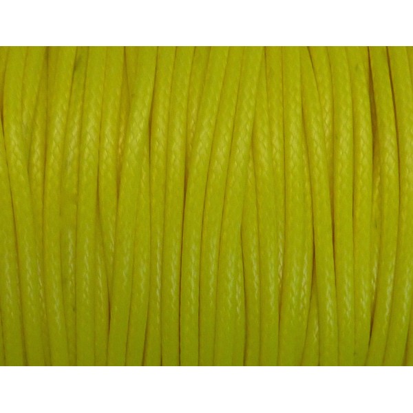 R-5m Cordon Polyester Enduit 2mm Souple Imitation Cuir Jaune Quasi Fluo - Photo n°2