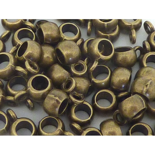 50 Perles Support Breloque 8,5mm, Belière En Métal De Couleur Bronze Lisse - Photo n°1