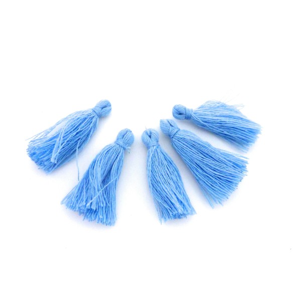 Lot De 5 Petits Pompons Bleu Ciel 3cm En Polyester Et Coton - Photo n°1