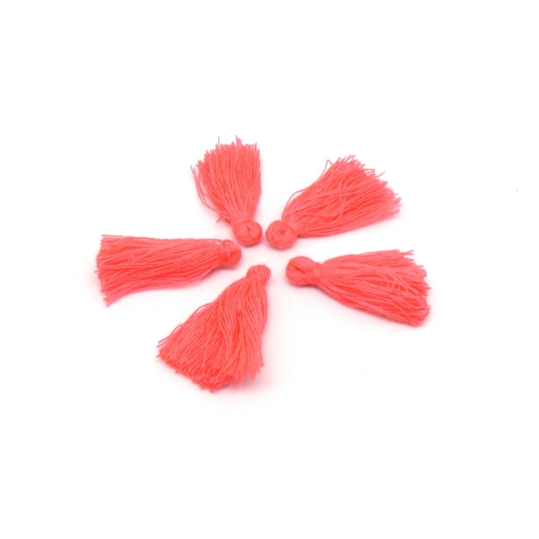 Lot De 5 Petits Pompons Rose Fluo 3cm En Polyester - Photo n°1