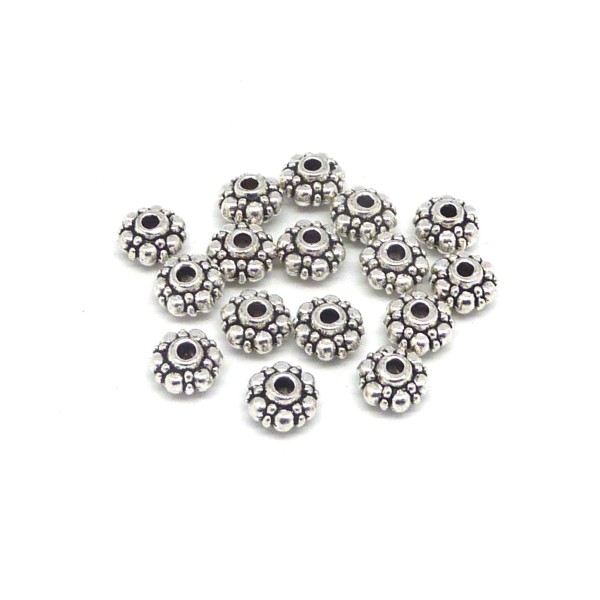 R-50 Perles Intercalaire Argenté En Métal Travaillé Style Ethnique - Photo n°4
