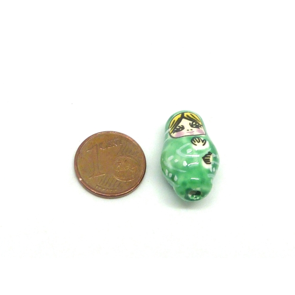 R-1 Perle Poupée Russe Matriochka En Porcelaine De Couleur Vert Pomme 21,6mm - Photo n°2