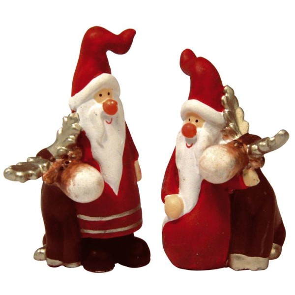 Père Noël et renne en résine 5 cm x 4 - Photo n°1