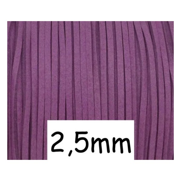 2m Cordon Suédine 2,5mm Violet Lilas - Daim Synthétique - Photo n°1