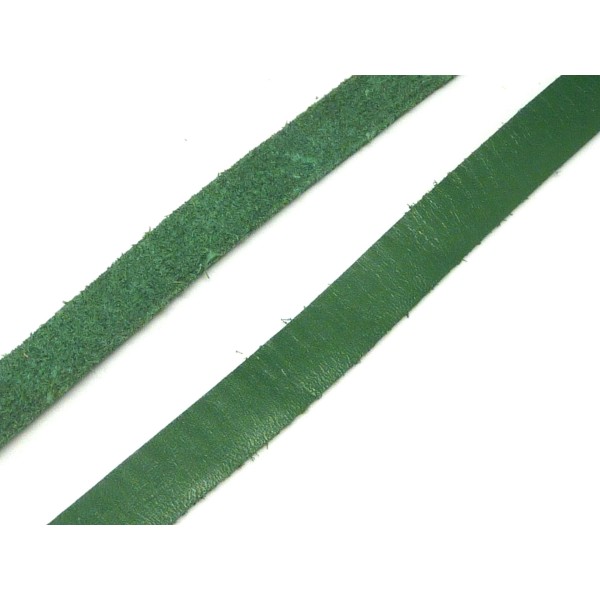 50cm Cuir Plat Largeur 10mm De Couleur Vert Poireau Épaisseur 1,1mm- Cuir Veritable - Photo n°2