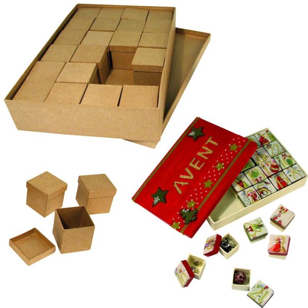 Calendrier de l'Avent boîte avec 24 boîtes carrées 5,5 cm - Photo n°1