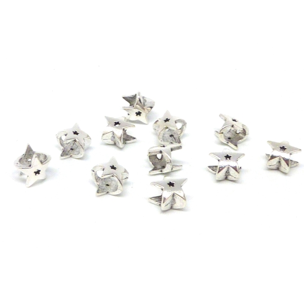 R-20 Perles Étoile En Métal Argenté, À Gros Trou 5mm X 6,8mm , Perles Passant - Photo n°3