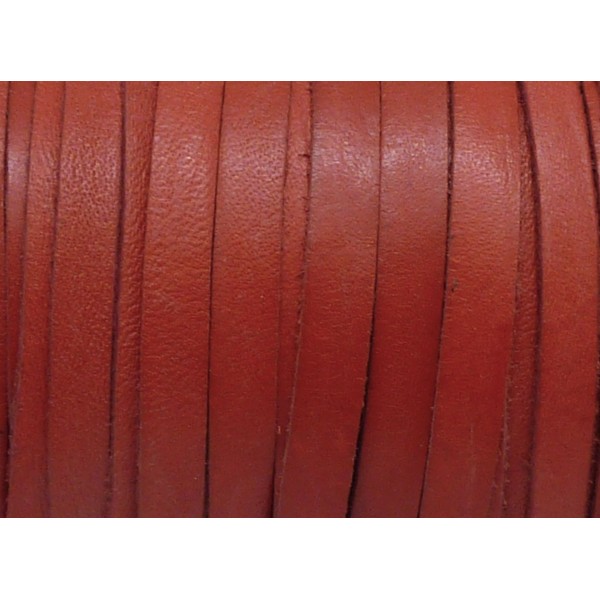 R-1m Cuir Plat Largeur 6mm De Couleur Rouge Rose Corail Vieilli - Cuir Veritable - Épaisseur Fine 1 - Photo n°2