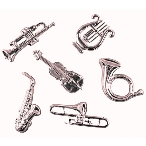 Instruments de musique en plastique Argenté 4 cm - 6 pièces - Photo n°1