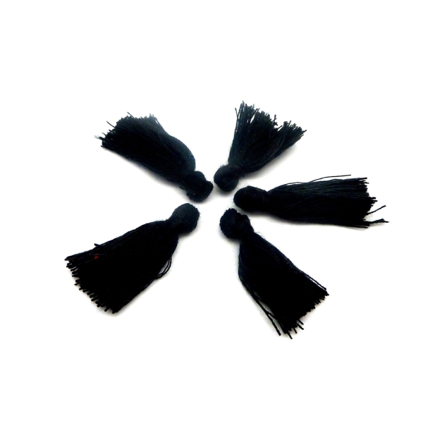 Lot De 5 Petits Pompons Noir 2,5cm En Polyester Et Coton - Photo n°1