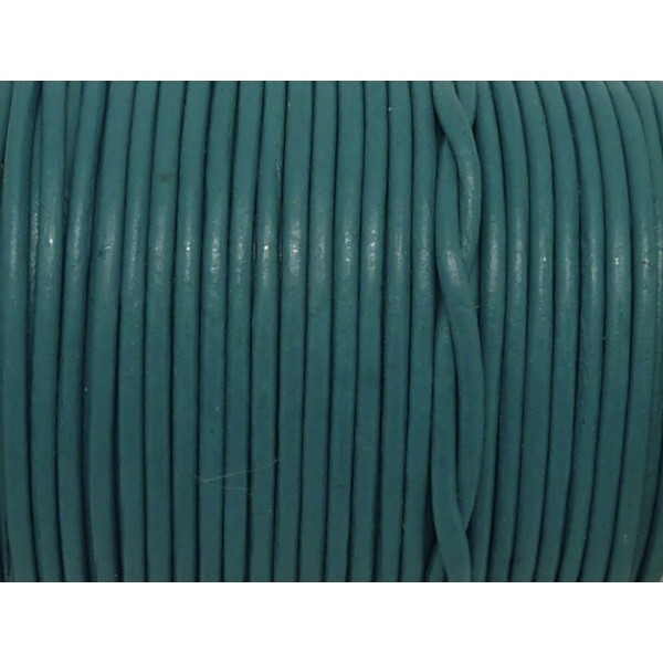 2m Cordon Cuir Rond 1,5mm De Couleur Bleu Vert Turquoise - Photo n°1