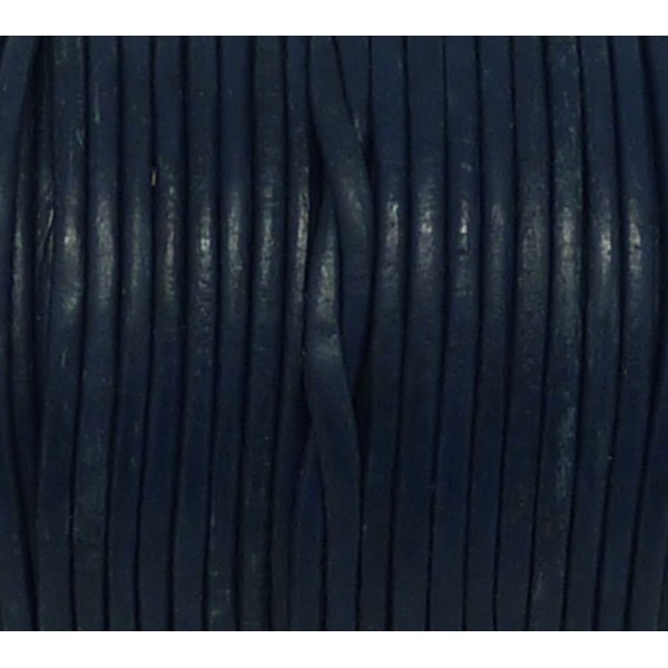R-2m Cordon Cuir Rond 1,5mm De Couleur Bleu Foncé, Bleu Marine - Photo n°1