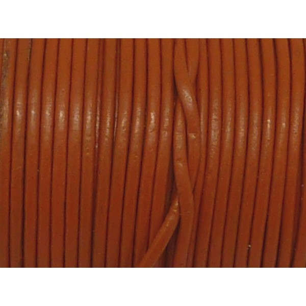 2m Cordon Cuir Rond 1,5mm De Couleur Orange Citrouille Tangerine - Photo n°1
