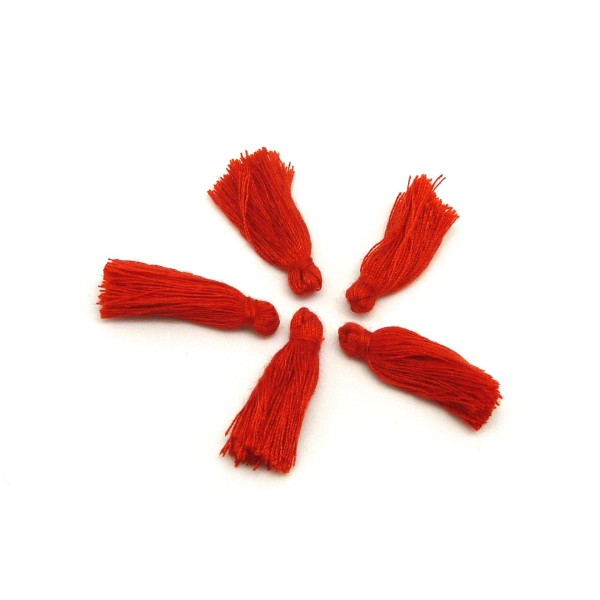 Lot De 5 Petits Pompons Rouge 2,5cm En Polyester Et Coton - Photo n°1