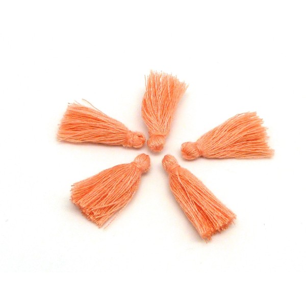 Lot De 5 Petits Pompons Orange Pâle, Corail Clair 2,5cm En Polyester - Photo n°1