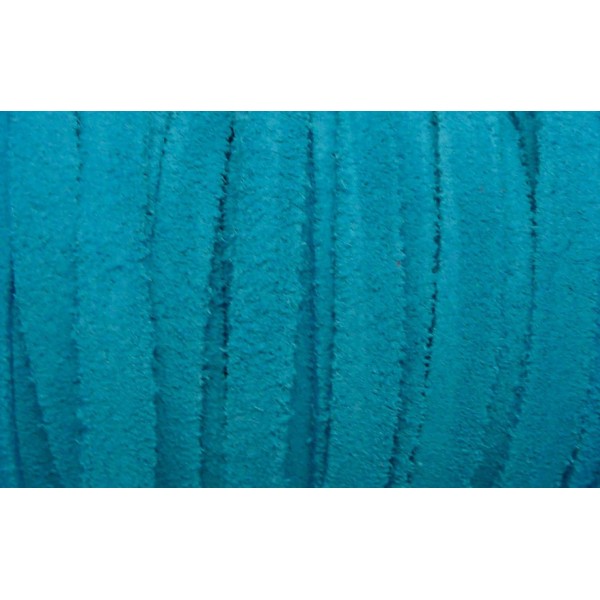 50cm De Cordon Daim Plat 7mm De Couleur Bleu Turquoise - Daim Veritable - Cuir - Photo n°1