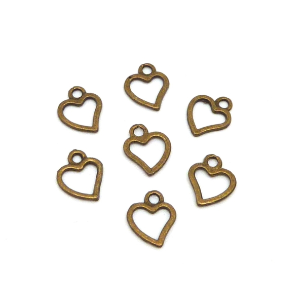 50 Petites Breloques Coeur Évidé En Métal De Couleur Bronze - Photo n°1