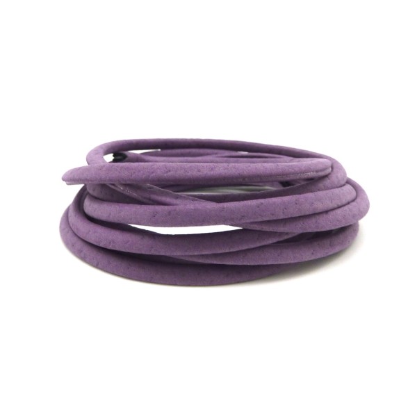 1,3m Cordon Plat Simili Cuir, Synthétique 3,5mm Légèrement Arrondi De Couleur Violet Mat - Photo n°1