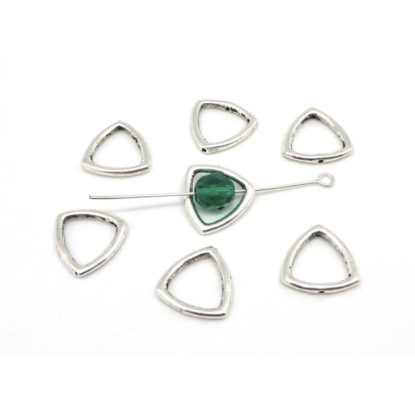 R-20 Perles Intercalaire Triangle En Métal Argenté Lisse Appelé Aussi Cadre De Perles - Photo n°1