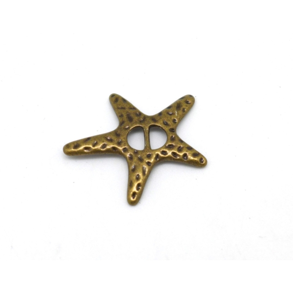 3 Perles Passant Étoiles Slide En Métal De Couleur Bronze Martelé Pour Lanière De 5mm - 6mm - Photo n°2