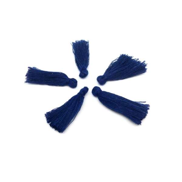Lot De 5 Petits Pompons Bleu Marine 3cm En Polyester - Photo n°1