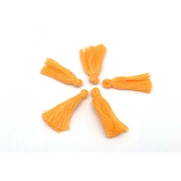 Lot De 5 Petits Pompons Orange 3cm En Polyester - Photo n°1