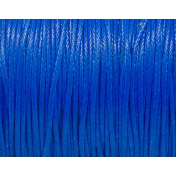 5m De Cordon Polyester Enduit Ciré 1mm Souple Bleu Saphir, Bleu électrique Brillant - Photo n°1
