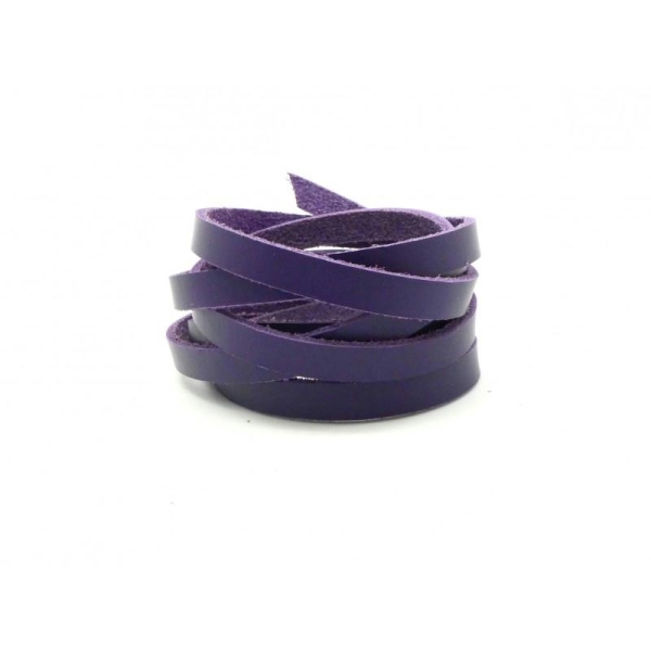 1m Cuir Plat Largeur 6mm De Couleur Violet - Cuir Veritable - 6mm X 1,8mm - Photo n°1