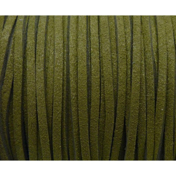 5m Cordon Plat Daim Synthétique Suédine De Couleur Vert Olive 2,5mm - Photo n°1