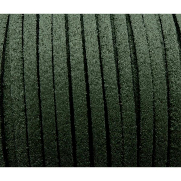 5m Cordon Plat Daim Synthétique Suédine De Couleur Vert Kaki 2,5mm - Photo n°1