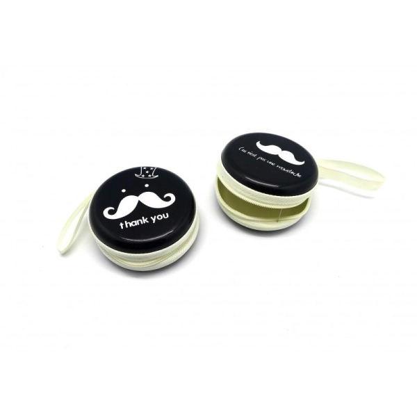R-boite De Rangement à Secret, Porte-monnaie Motif Moustache à Fermeture éclair Diamètre 7cm - Photo n°2