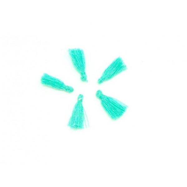 Lot De 5 Mini Pompons Bleu Vert Menthe à L'eau Pastel 1,5cm En Polyester Et Coton - Photo n°1