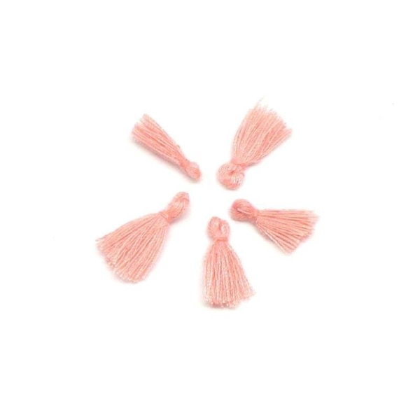 Lot De 5 Mini Pompons Rose Orangé Pastel 1,5cm En Polyester Et Coton - Photo n°1