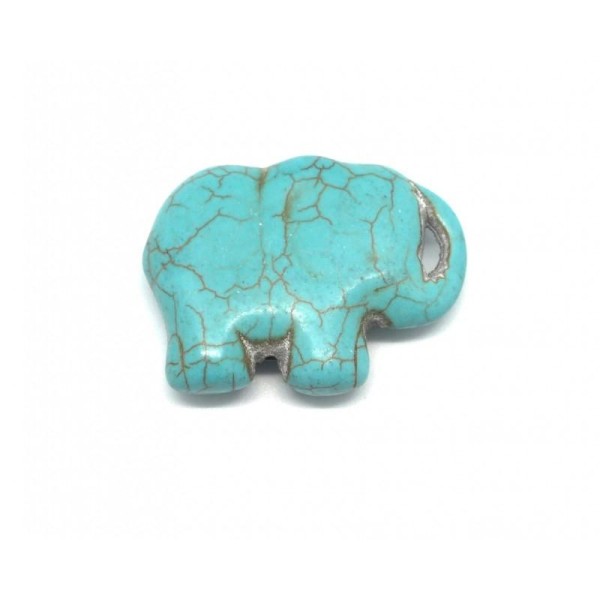 1 Grande Perle éléphant En Pierre Naturelle Imitation Turquoise 