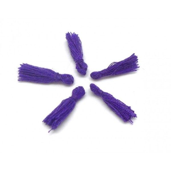 5 Mini Pompons Violet 1,5cm En Polyester Et Coton - Photo n°1