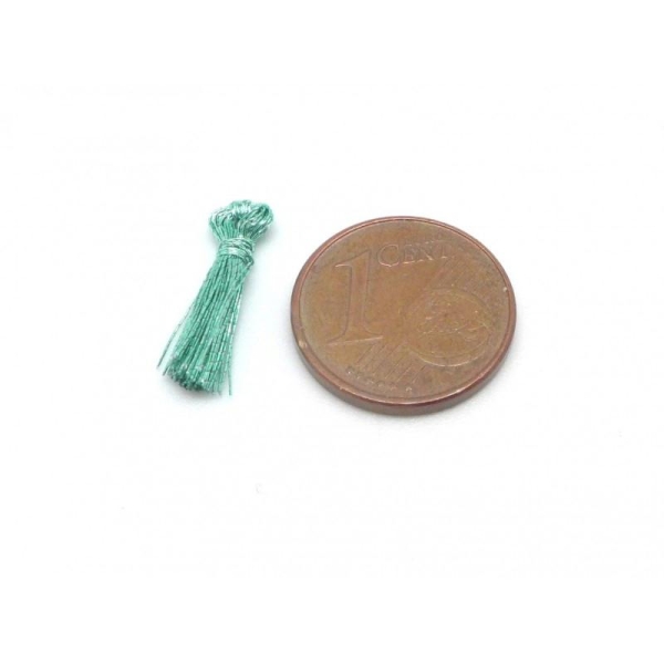 5 Mini Pompons 1,5cm De Couleur Vert Brillant En Lurex - Photo n°2