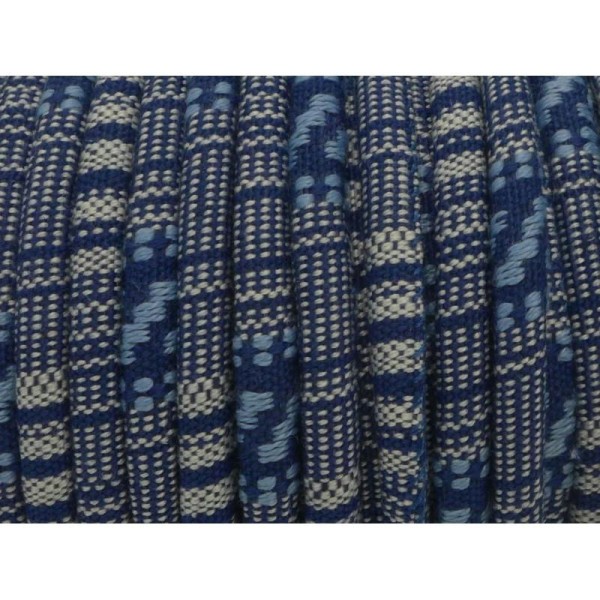 50cm Cordon Ethnique En Coton Tissé 6mm De Couleur Bleu Jeans Et Blanc - Photo n°2