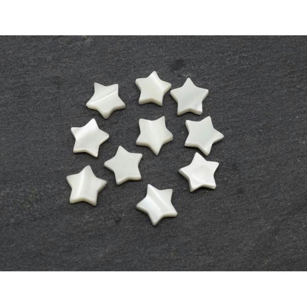 10 Perles étoile En Nacre 8mm De Couleur Ivoire Nacré - Photo n°1