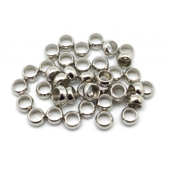 40 Perles à écraser Métal Argenté 5mm - Photo n°1