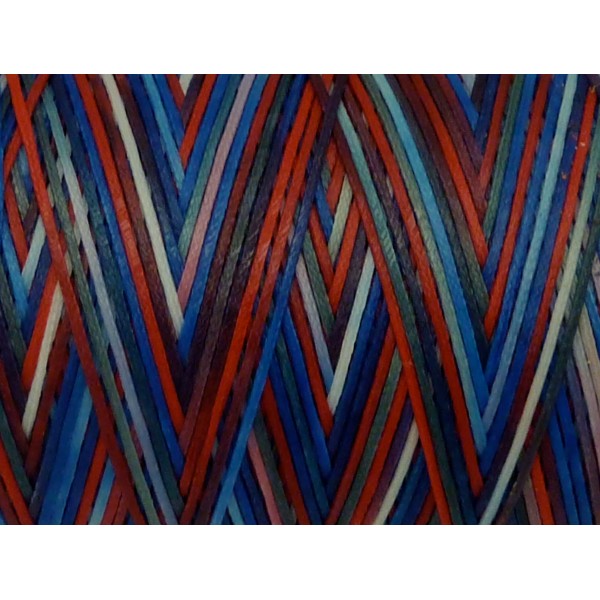 5m Fil Polyester Ciré 1mm Multicolore Bleu, Blanc, Rouge, - Photo n°1