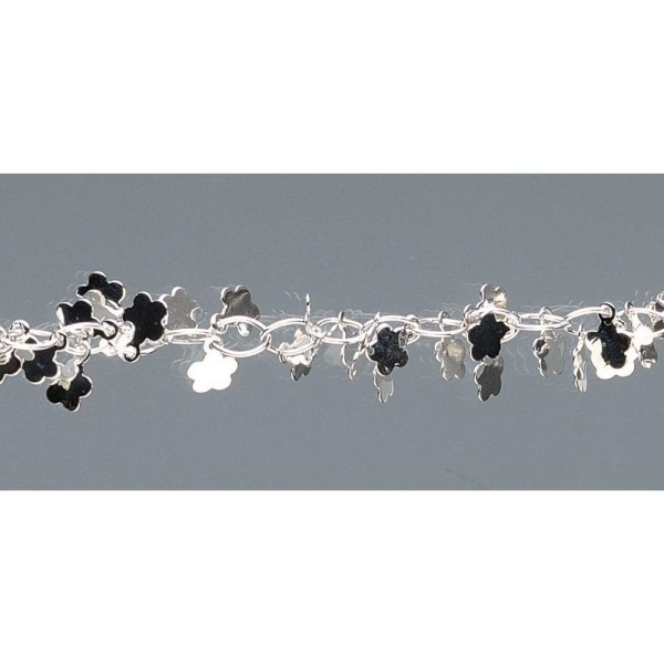 Chaine de bijoux florale aluminium argenté, 25 cm de long, Fleurs diamètre 5mm - Photo n°1