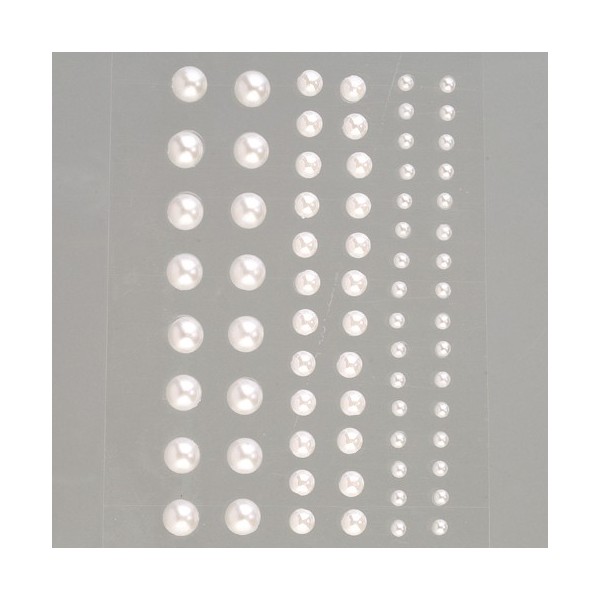 Set de 72 Demi-perles blanches nacrées autocollantes, diamètre 3, 5 et 7 mm, pour scrapbooking - Photo n°2