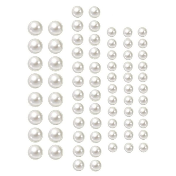 Set de 72 Demi-perles blanches nacrées autocollantes, diamètre 3, 5 et 7 mm, pour scrapbooking - Photo n°1