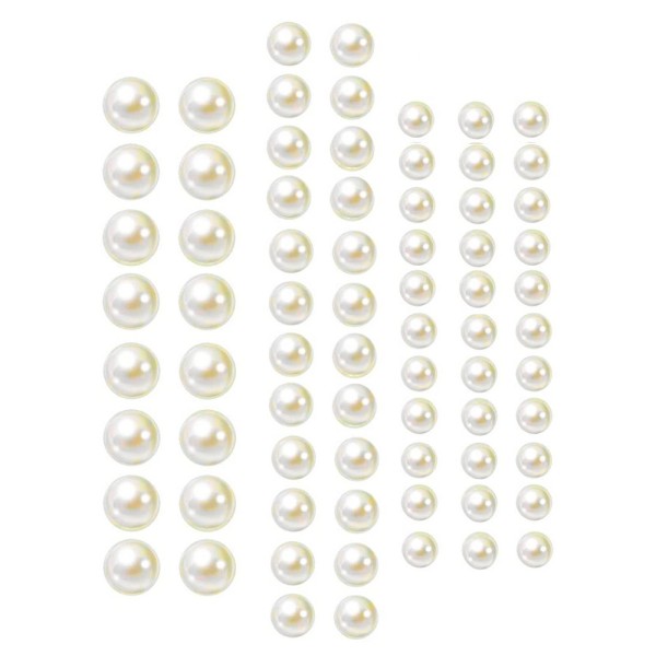 Set de 72 Demi-perles autocollantes crème nacrées, diamètre 3, 5 et 7 mm, pour scrapbooking - Photo n°1