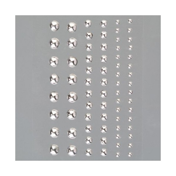 Set de 72 Demi-perles argenté brillant autocollantes, diamètre 3, 5 et 7 mm, pour scrapbooking - Photo n°1